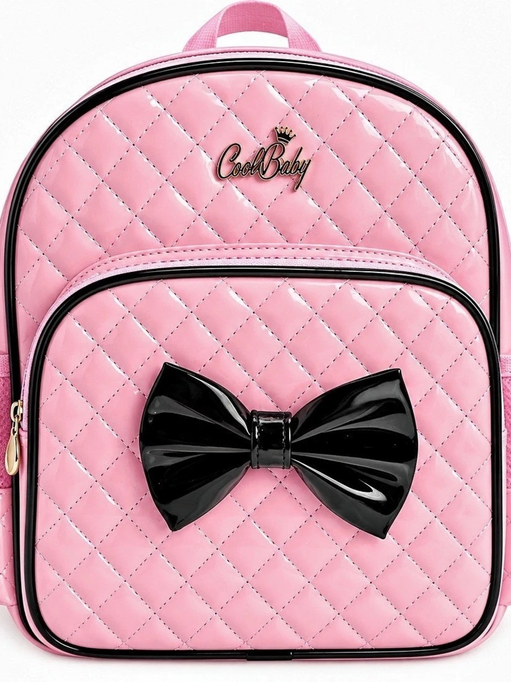 CoolBaby Quilted Bow Backpack in Pink & Black Like New